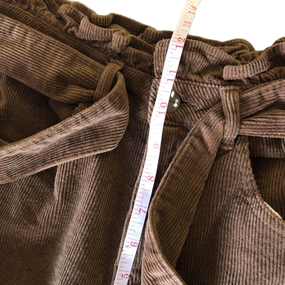 Tgla Corduroy Wide Leg Pants Belted Size XS W26 Paper bag Brown 4 Pockets - Picture 13 of 16